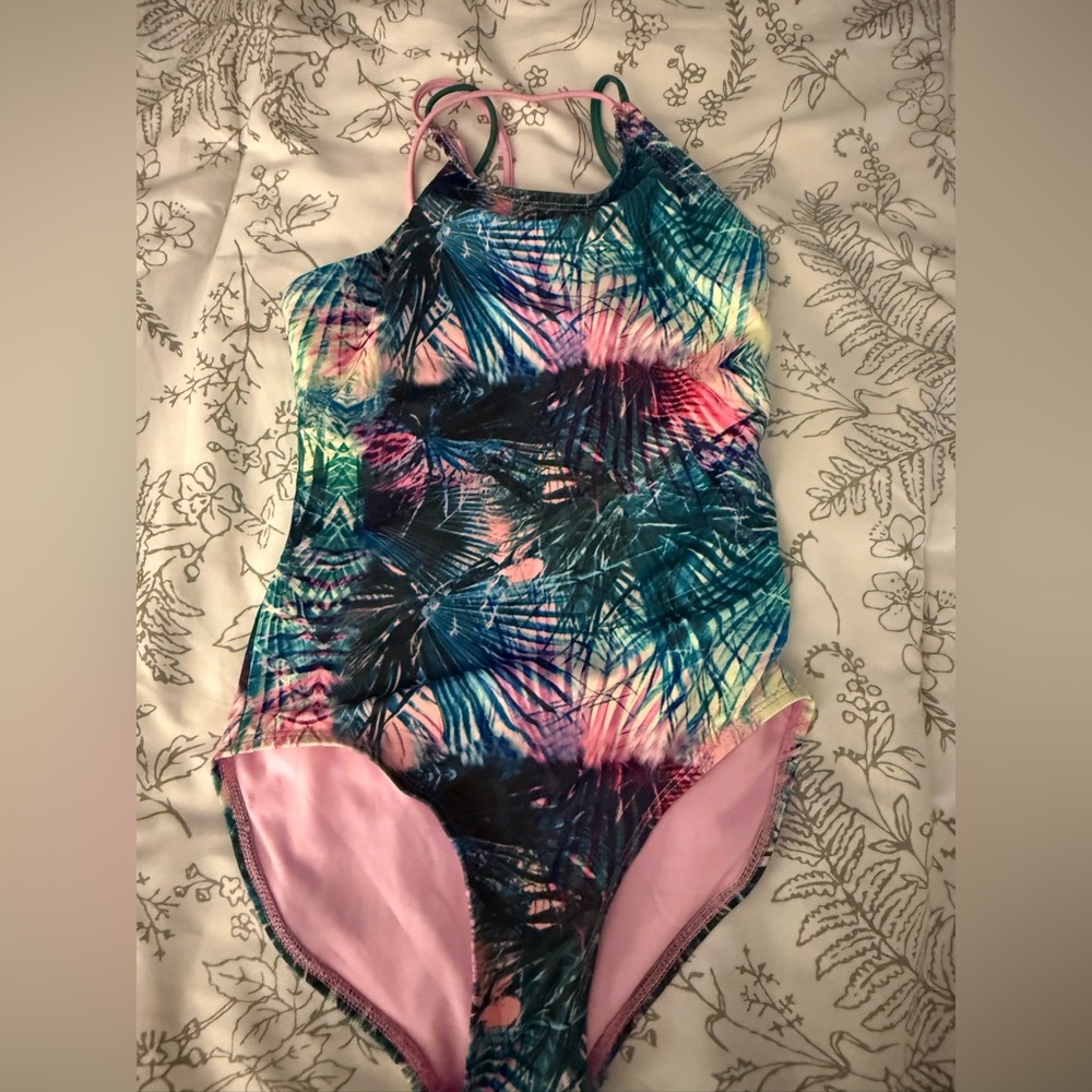 Colorful Tropical Print Swimsuit